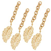 8pc 304 Stainless Steel Chain Extender Cable Chain with Pendants Leaf Golden 80mm