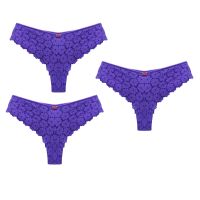 Annebra **ยกแพ็ค ถูกกว่า** แพ็ค 3 ตัว กางเกงใน ทรงบิกีนี่ ผ้าลูกไม้ Bikini Panty รุ่น AU3-754 สีม่วง