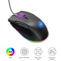 เม้าส์เล่นเกมโปรแกรมได้แบบมีสายมาโคร RGB 8D ส่องสว่าง7200DPI เมาส์ปรับ R เมาส์สำนักงานบ้านคอมพิวเตอร์แล็ปท็อป PC