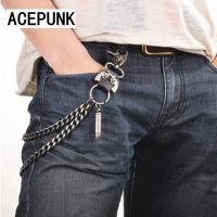 Alloy Double Layers Long Waist Chain Rock Punk Trousers Hipster Pant Jean Keychain Silver Clip Keyring MenS HipHop Jewelry