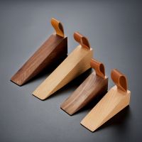 1pc Solid Wood Door Stopper Non-Slip Stop Baby Protect Leather Rope Wedge Anti-collision Creative Gate Decor Beech/Black Walnut Bar Wine Tools