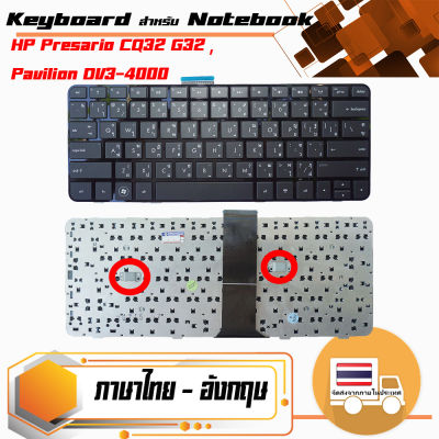 สินค้าคุณสมบัติเทียบเท่า คีย์บอร์ด เอชพี - HP keyboard (แป้นภาษาไทย) สำหรับรุ่น Presario CQ32 G32 , Pavilion DV3-4000