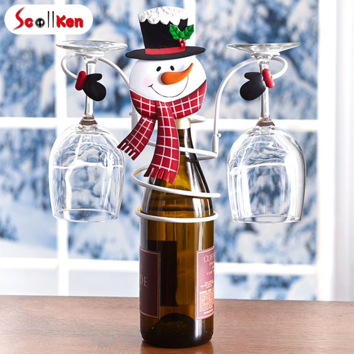 scottk-ที่ใส่ขวดไวน์คริสต์มาสที่วางของตกแต่งชั้นเก็บของที่เป็นเอกลักษณ์สำหรับตกแต่งโต๊ะในบ้าน