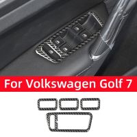 For Volkswagen Vw Golf 7 Gti Mk7 2013-2019 Carbon Fiber Window Glass Lift Buttons Panel Trim Frame Decor Sticker Car Accessories