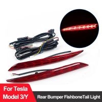 Rear Bumper Turn Brake Fog Tail Light For Tesla Model 3 Y Fishbone Stream Style Lamp Car Personality Modification 2021-2023