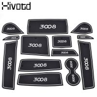 Hivotd For Peugeot 3008 3008GT 5008 2021-2018 Essories Ruer Pad Dust Mat Mug Coasters Foot Cushion Cup Mats Gate Slot Pad