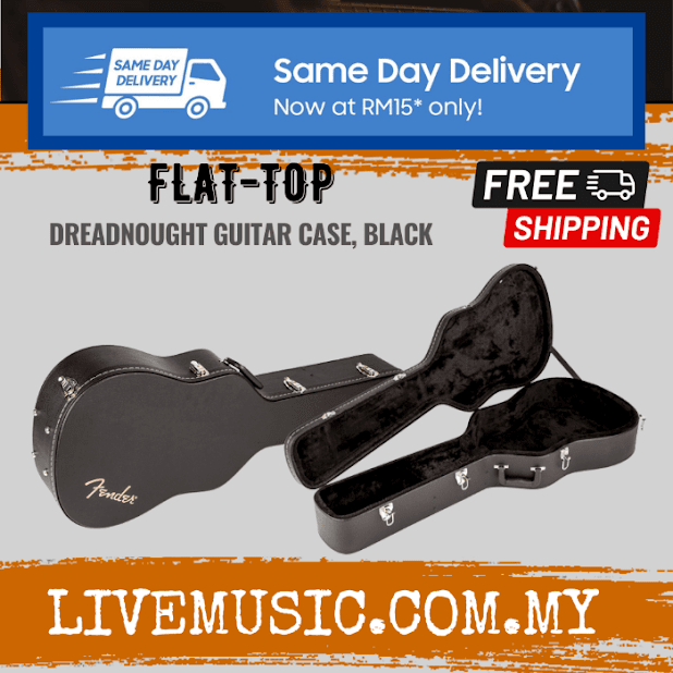 Fender FlatTop Dreadnought Acoustic Guitar Case, Black Lazada