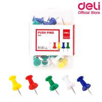 หมุดเสียบกระดาน Deli 0021 Color Push Pin หมุดสีเสียบกระดาษ 35 ตัว หมุดเสียบกระดานไม้ก๊อก หมุด(1ชิ้น) พร้อมส่ง เก็บปลายทาง