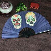 Folding Hand Fan Fold 1 pcs Dot Rainbow Print Black Bamboo Nylon-Cloth Festival Handheld Fan For Gift