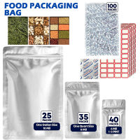 100Pcs กลิ่น Mylar กระเป๋าสำหรับเก็บอาหาร Resealable Mylar กระเป๋า100Pcs Oxygen ABSORBER และ120Pcs สติกเกอร์ป้าย