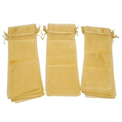 Packaging Organza Wine Bag, Transparent Mesh Bottle Gift Bag, Wine Cover with Christmas Drawstring Dress (Gold,30Pcs)