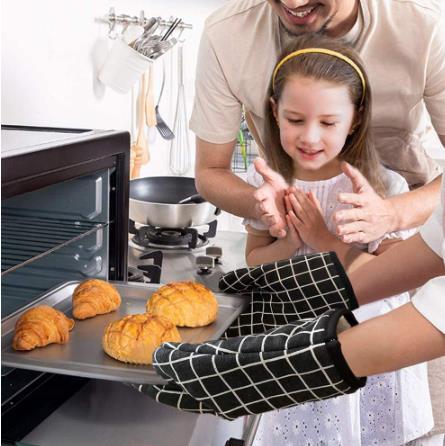 ถุงมือหุ้มฉนวนไมโครเวฟชุดเดียวทนต่ออุณหภูมิสูงหนาถุงมือครัวเรือนเครื่องมือทำขนมอบเตาอบไอน้ำ
