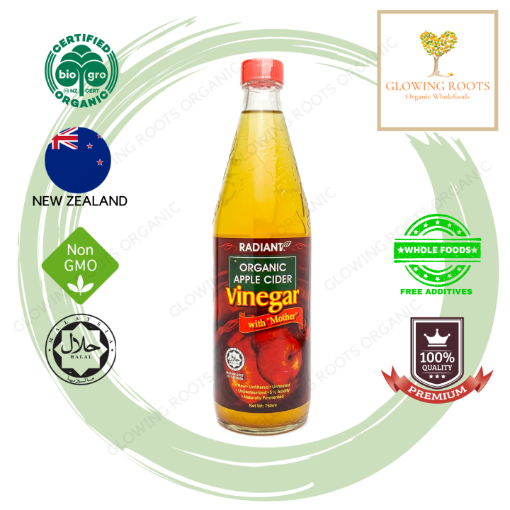 RADIANT Organic Apple Cider Vinegar 750ml [Halal Certified Organic