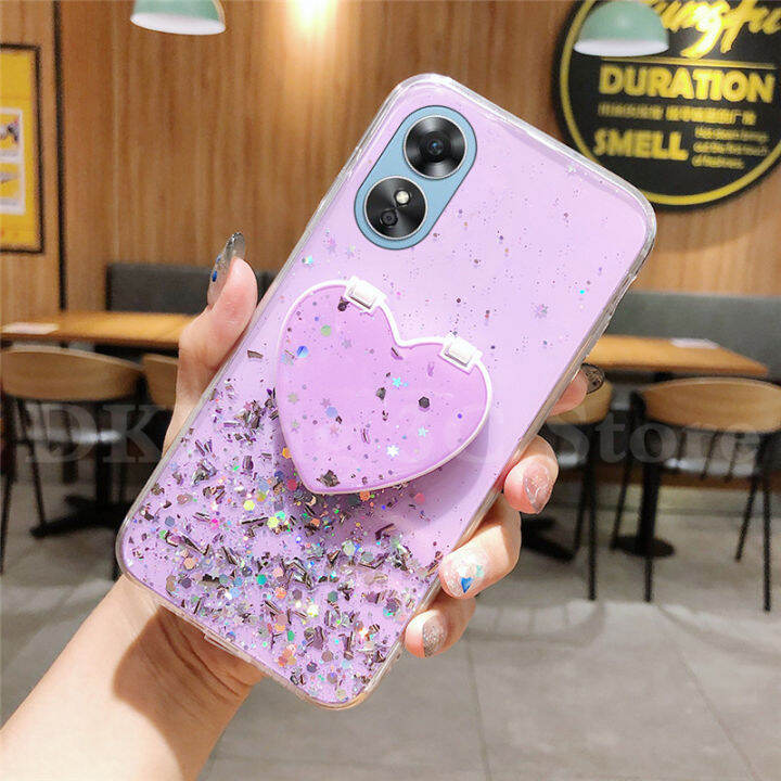 เคสโทรศัพท์-oppo-a78เคสขนาด5กรัมสุดหรูฝาหลังพื้นที่ดาวแวววาว-oppo-a78-2023พร้อมการแต่งหน้าตัวยึดกระจกความรัก