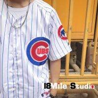 High quality olive clothing Baseball uniform short-sleeved t-shirt men and women couples Korean version of loose large size medium and long cardigan