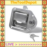 TheToolDepot 1ชุดกล่องเครื่องมือรถพ่วงมือจับสลักพร้อมตัวล็อคเครื่องมือสูงสลักกล่องล็อคไม้พาย4 3/8นิ้ว X 3 1/4นิ้วพร้อม2กุญแจ4สลักกล่องกล่องเครื่องมือเหล็กสแตนเลส