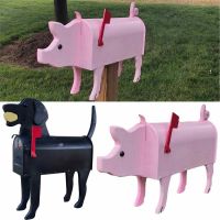 Garden Animal Shape Mailbox Weatherproof Dog and Pig Postal Box for Farm Yard Patio Mailbox Outdoor