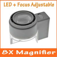 【Factory-direct】 yiyin2068 8X Focus Adjustable Illuminated LED Jewelry Design and Repair Magnifier Drawing Loupe Stamp Collection with Lamp Scale 0.1mm