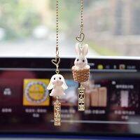 ❦∋✑ New Car Pendant Cute Rabbit Car Rearview Mirror Ornaments Keep Safe Deer Pendant Car Decorations Blessing