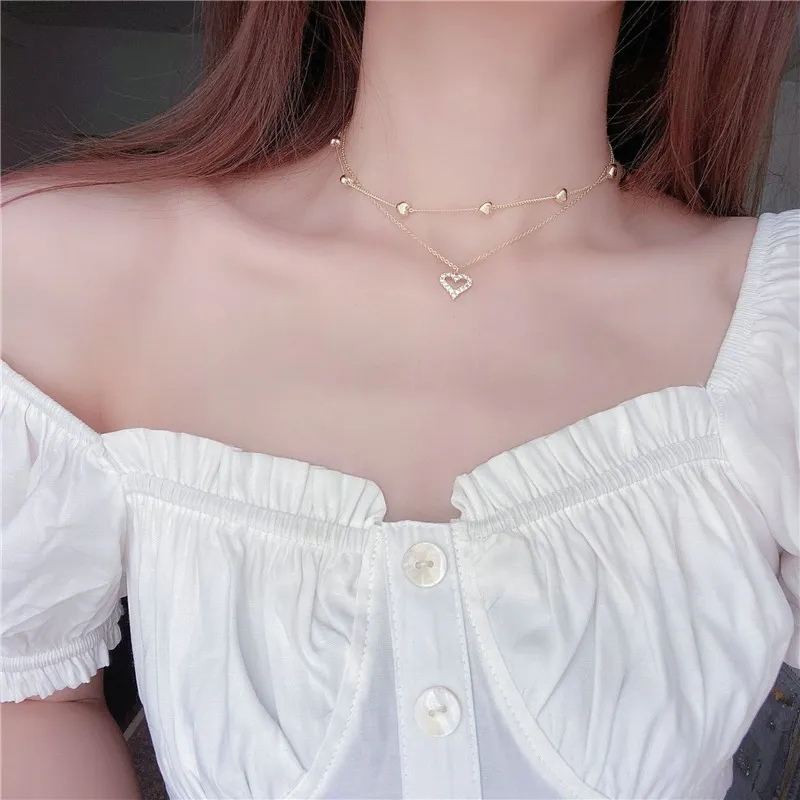 10PCS, Dainty Cute Open Heart Pearl Pendant Necklace For Women Trendy  Gold-color Choker Necklaces Fashion Pearl Jewelry