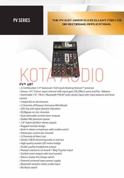 MIXER PEAVEY PV6BT / PV6BT / PV6 BT / PV 6BT 6 CHANNEL Lazada Indonesia