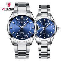 CX021B CHENXI นาฬิกาผู้ชาย Jam Tangan Pasangan สแตนเลสสำหรับธุรกิจที่เรียบง่ายนาฬิกาข้อมือสำหรับคู่รักสองคนนาฬิกาควอทซ์กันน้ำ