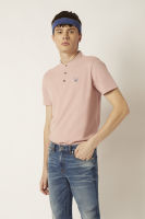 ESP เสื้อโปโลคอจีนลายเฟรนช์ชี่ ผู้ชาย สีชมพู | Stand Collar Frenchie Polo Shirt | 3697