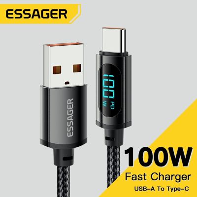 [HOT RUXMMMLHJ 566] Essager USB ประเภทสายเคเบิ้ล Type C สำหรับ Huawei เกียรติยศ Xiaomi Samsung Super Charge 66W/100W ที่ชาร์จไฟรวดเร็ว USB USB C สายชาร์จสายเคเบิลข้อมูล