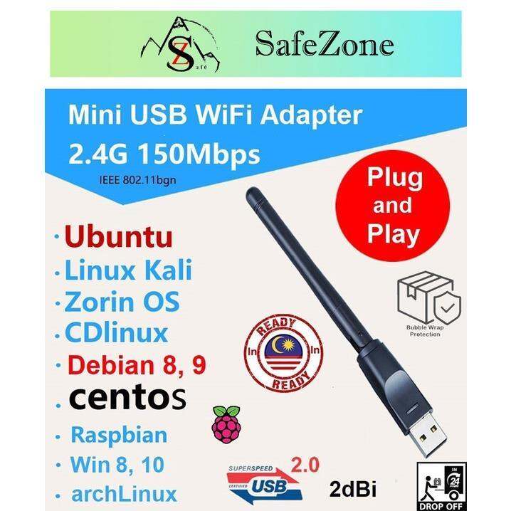 Kali Mini USB WiFi Adapter 2dBi Plug Play Kali Linux / Win10 Support Monitor Mode Packet