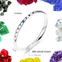 ปังครบในวงเดียว Allie mixed stones white gold แหวนพลอยมินิมอล 2 มิล เปลี่ยนสีพลอยได้ แจ้งสีในออเดอร์หรือทางแชท