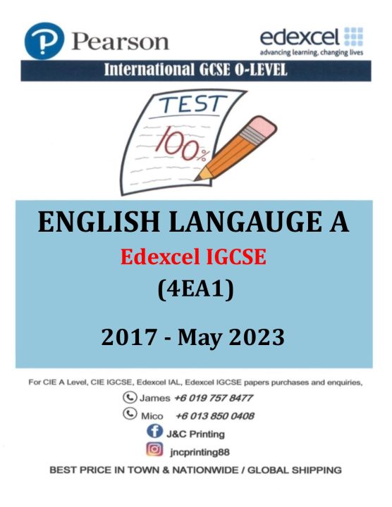 EDEXCEL IGCSE ENGLISH LANGUAGE A 4EA1 2017-2023 (P1&P2) | Lazada