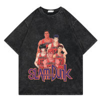 S Lam Dunk เสื้อยืดญี่ปุ่นมังงะวินเทจล้างผู้ชายเสื้อยืดฤดูร้อนฮาราจูกุสตรีแขนสั้นท็อปส์ U Nisex ที่มีคุณภาพสูงเสื้อยืด