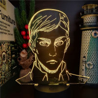 3D Lamp Attack On Titan Erwin Smith Anime Figure Night Light LED Lampara Kawaii Room Decor Luminaria Levi Lights Kids Decoration