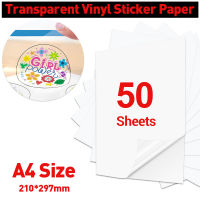 50 Sheets A4 Printable Vinyl Sticker Paper Transparent Vinyl Sticker Printer Paper Clear Label Paper for Inkjet Printer