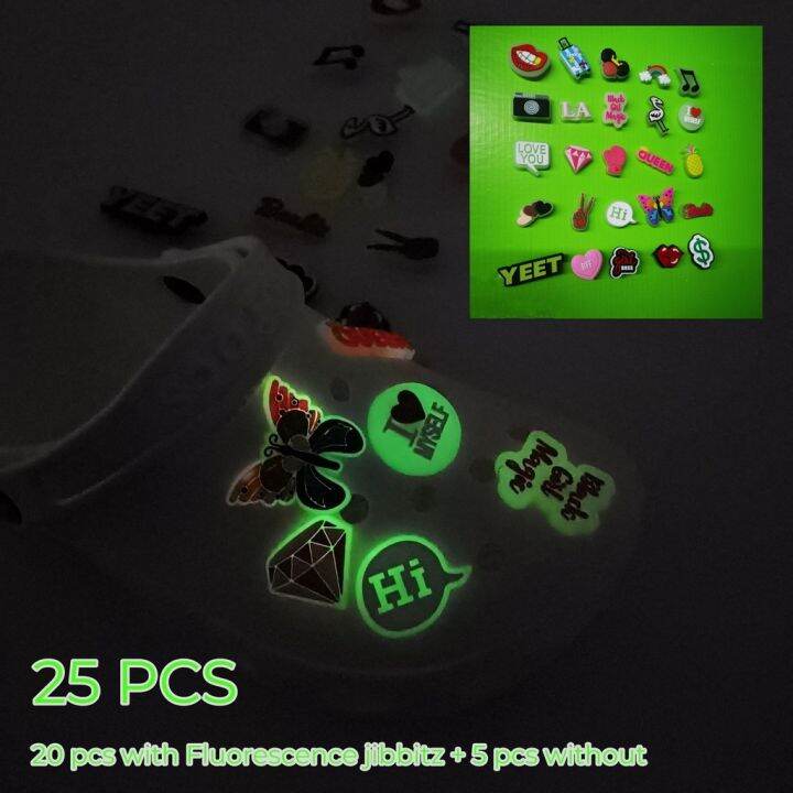 25 PCS/SET Jibbitz for Crocs Jibbitz with Fluorescence Light Clogs