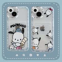 Ins Sanrio กระเป๋าเงินลายการ์ตูนเคสโทรศัพท์กระเป๋าเก็บบัตรสำหรับ14 13 12 Mini 11 Pro X XR XS MAX 7 8 6 Plus เคสซิลิโคน