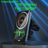 Magnetic Wireless Charger Car Fast Charging Dock Station for iPhone 14 13 Pro Max Samsung S23 LED Bracket Automatic Adsorption Car Chargers