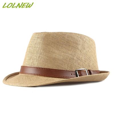 【CC】 Hat Men Panama Paper Hats for Man Fedoras Cap with Leather