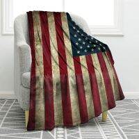 American Flag ลายดาว USA Designer อะนิเมะ Flannel ขนแกะผ้าห่มห้องนอนบ้านโซฟาโยนผ้าห่มทำความสะอาดได้