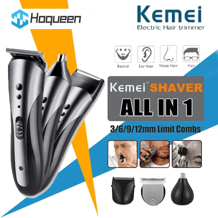 KM-1407 KEMEI Men Rechargeable 3 in 1 Hair Trimmer Clipper Razor Nose ...