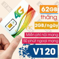 Sim 4G Viettel V120 gói 62GB tháng+Miễn phí cuộc gọi chỉ với 120k tháng thumbnail
