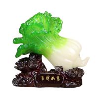 Housewarming New Home Gift Jade Cabbage Figurines Lucky Statue Ornaments for Wealth Luck Feng Shui Decor Office Home Decor