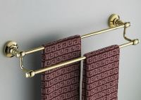 △❇ Wall Mounted Polished Gold color Brass Bathroom Double Towel Bar Towel Rail Holder Bathroom Accessory mba102