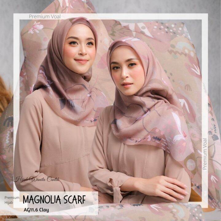 Hijabwanitacantikquadrilateral Magnolia premium AG11.6 clay hijab
