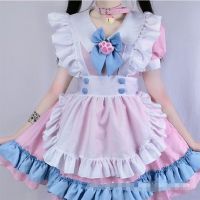 COOLFEL Women Maid Outfit Anime Cute Cat Lolita Dresses Lace Trim Apron Sweet Cosplay Costume Full set plus size 4XL