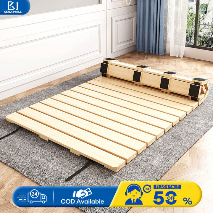 Solid wood tatami row frame folding bed board moisture-proof artifact ...