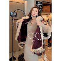 English Temperament Fur Collar Hooded Knitted Cardigan Women Autumn Winter All-Match Thickened Flow R Shawl Cloak Jacket Imitation Fox