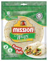 Mission Wraps Onion &amp; Chive 360g แผ่นแป้งมิชชั่นรสกระเทียมและหัวหอม ขนาด 360 กรัม (0043)