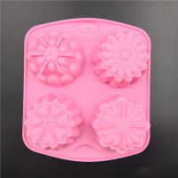 【YY】Non-stick 4 even pudding Jelly Mooncake Mold handmade soap molds flower silicone cake mold heat resistant