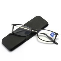 Ultra-thin Pastable Mobile Phone Reading Glasses Anti Blue Light Black Frame for Men and Women with Glasses Case 1.0 To 4.0